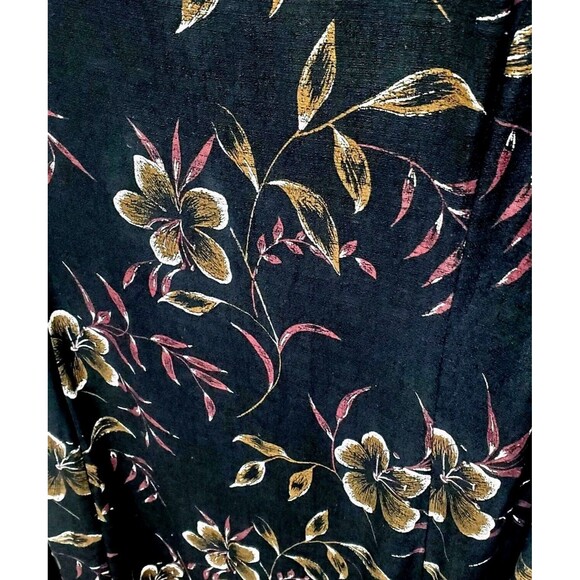 David Allan Designs Shift Midi Dress Womens 22W Sleeveless Black Tan Floral - Picture 2 of 7